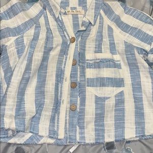 Cream & blue colored free people blouse worn once